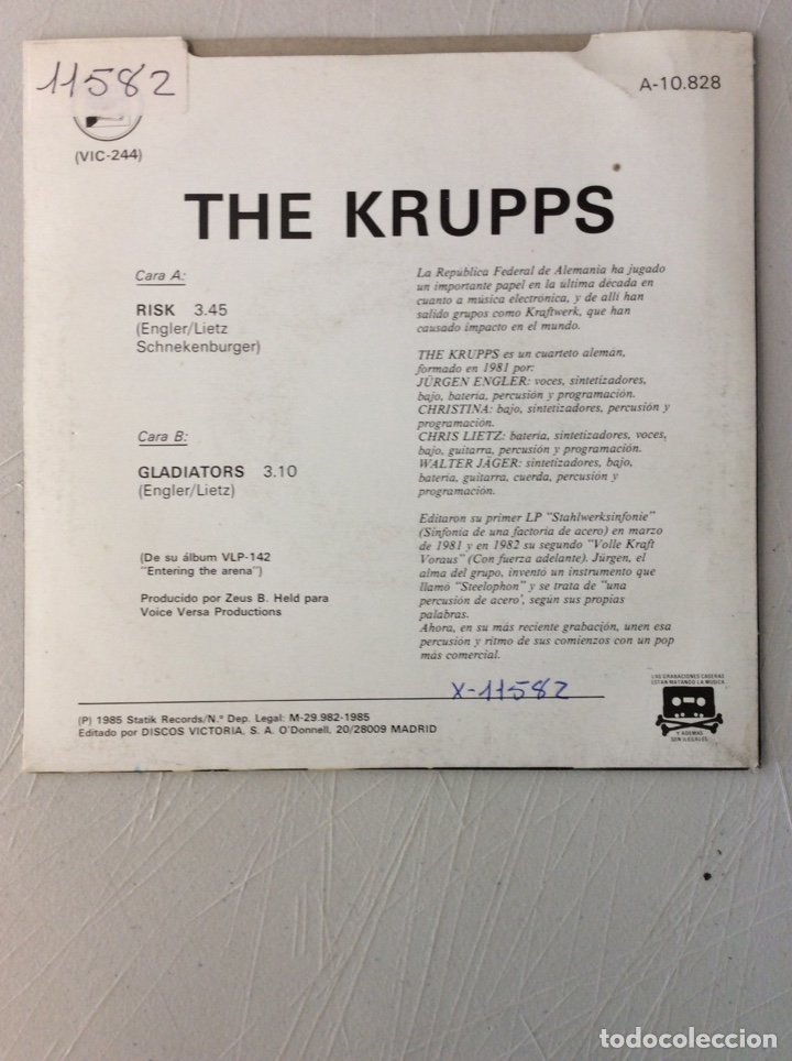 Discos de vinilo: The Krupps. Risk. Gladiators. - Foto 2