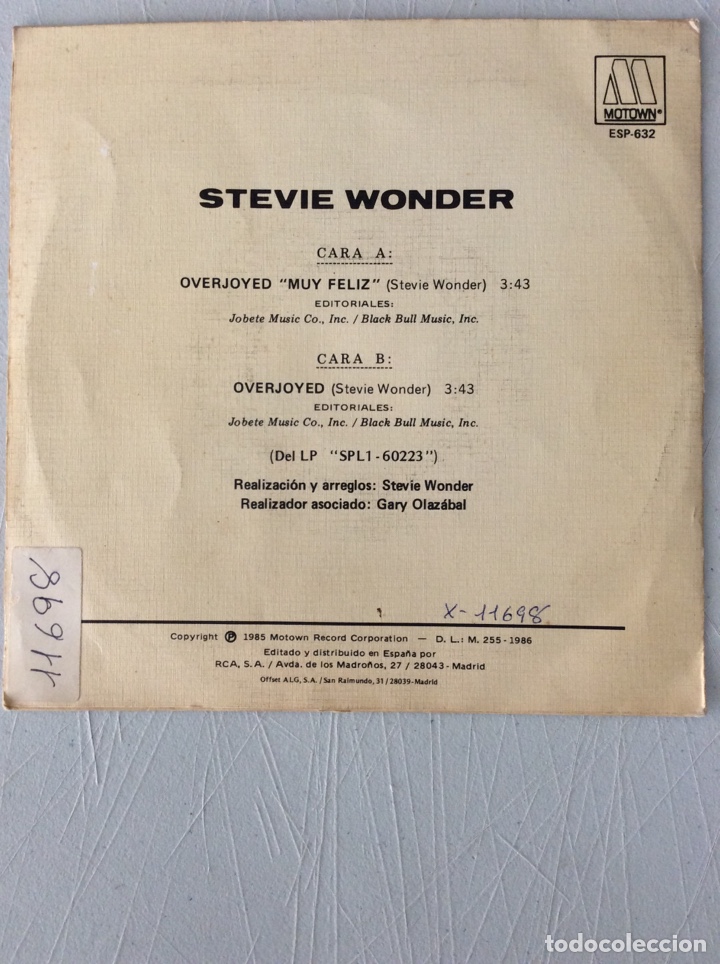 Discos de vinilo: Stevie Wonder. Overjoyed. - Foto 2