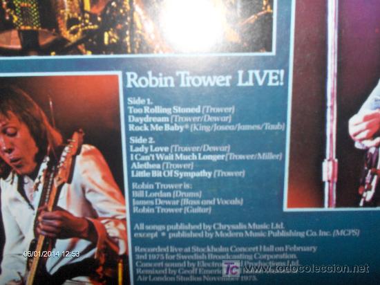 Discos de vinilo: ROBIN TROWER ---- LIVE ! - Foto 2