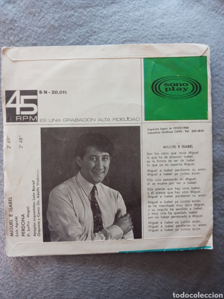 Discos de vinilo: Luis Aguile-Miguel e Isabel..disco vinilo single - Foto 2