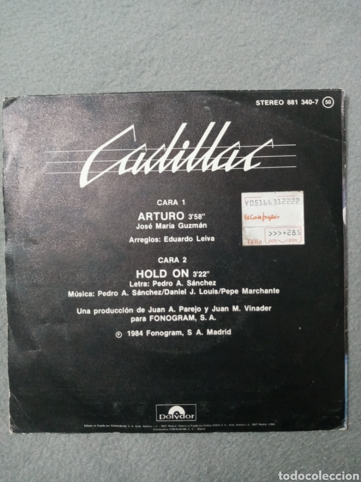 Discos de vinilo: Cadillac-Arturo..disco vinilo single - Foto 2