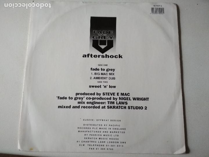 Discos de vinilo: FADE TO GREY, AFTERSHOCK, 1990 - Foto 2