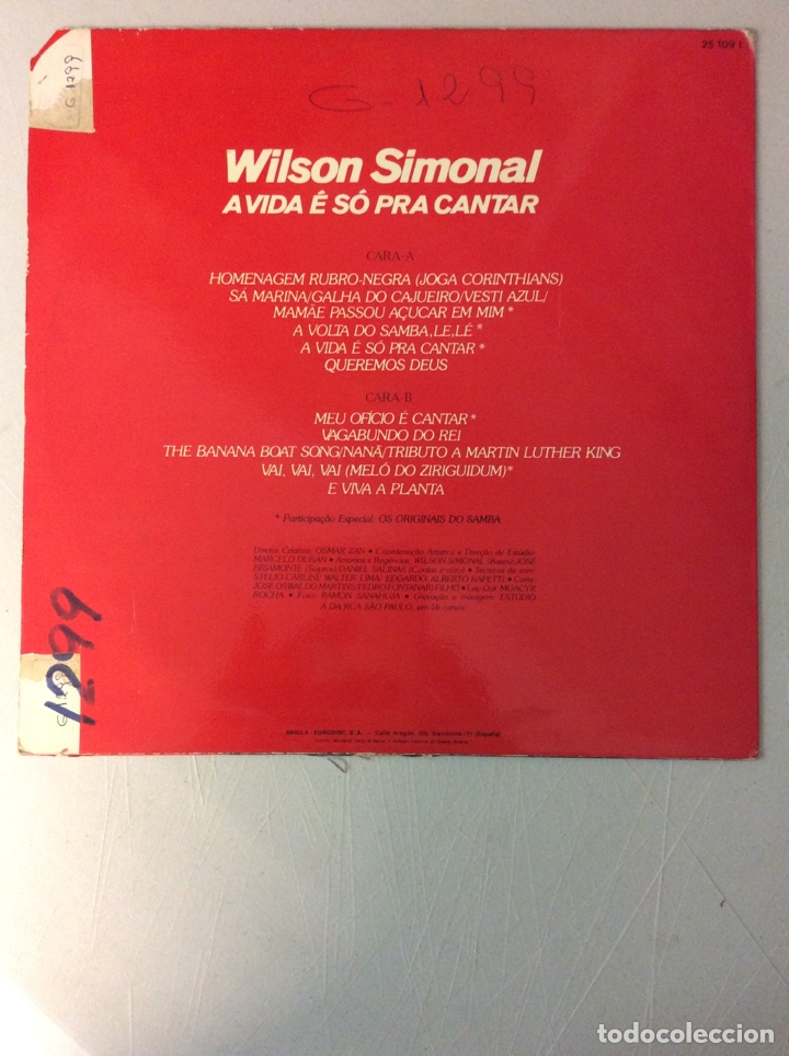 Discos de vinilo: Wilson Simonal. A vida &eacute; s&oacute; pra cantar. - Foto 2
