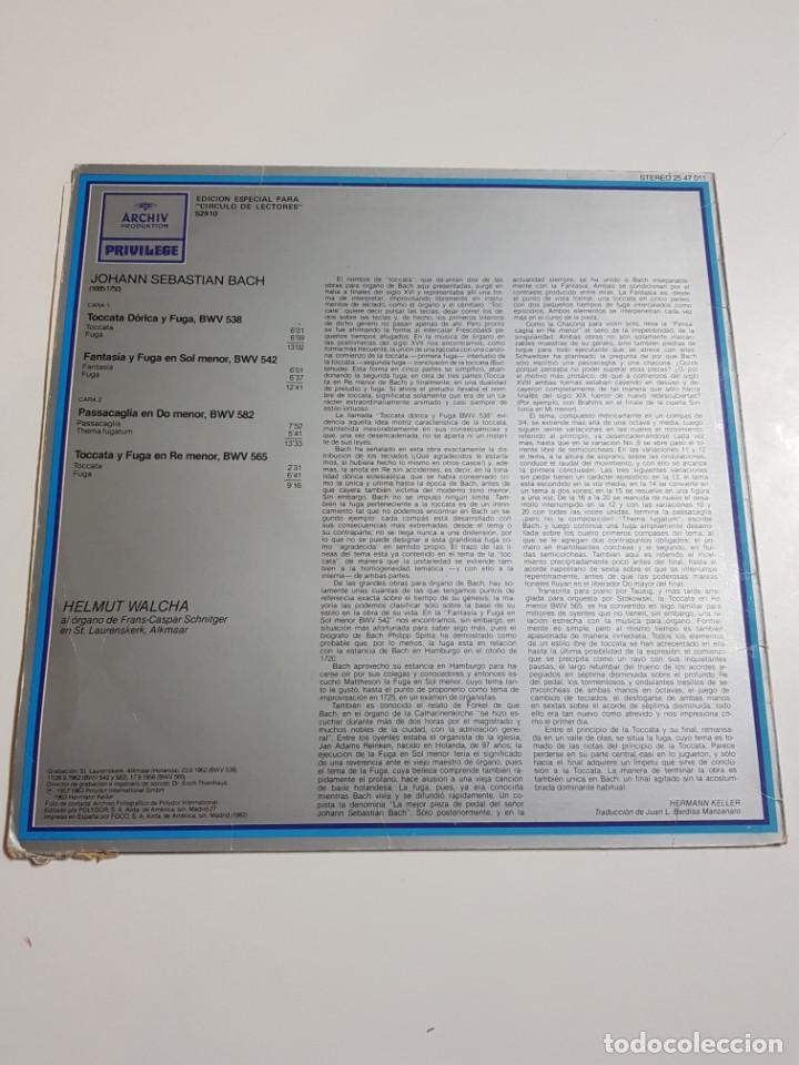 Discos de vinilo: DISCO DE VINILO. J.S. BACH. HELMUT WALCHA. - Foto 2