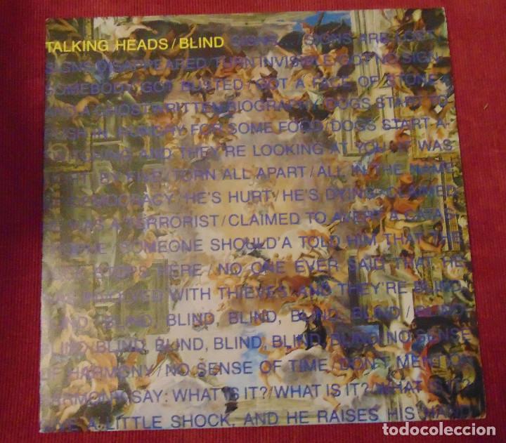 Discos de vinilo: TALKING HEADS &ndash; Blind - SINGLE 1988 ESTADO NM - Foto 1