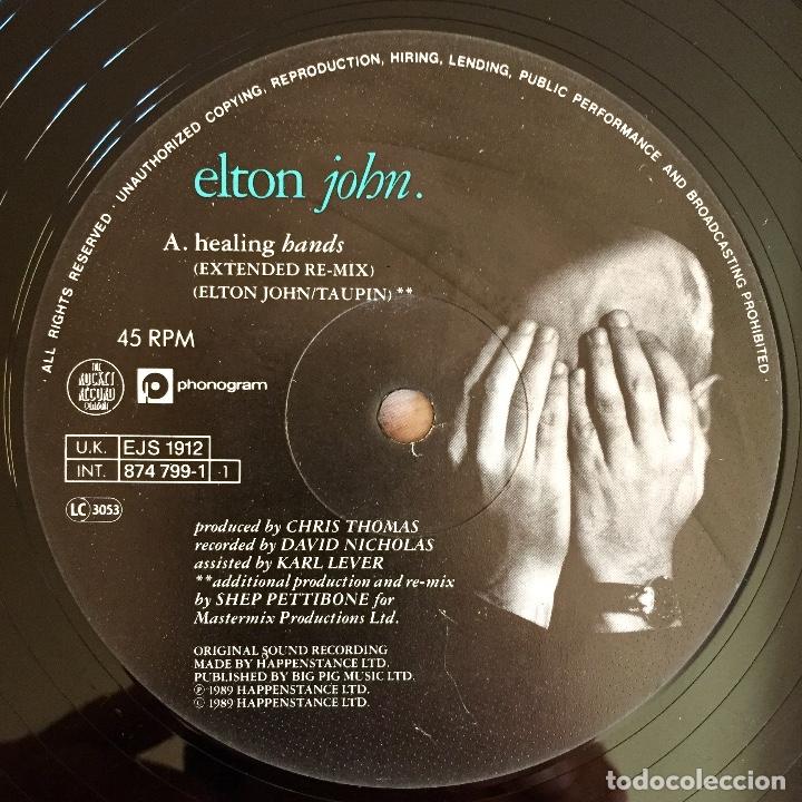 Discos de vinilo: ELTON JOHN : HEALING HANDS [ROCKET - UK 1989] 12&rdquo; - Foto 3