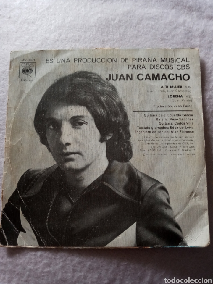 Discos de vinilo: Juan Camacho-a ti mujer..disco vinilo single - Foto 2