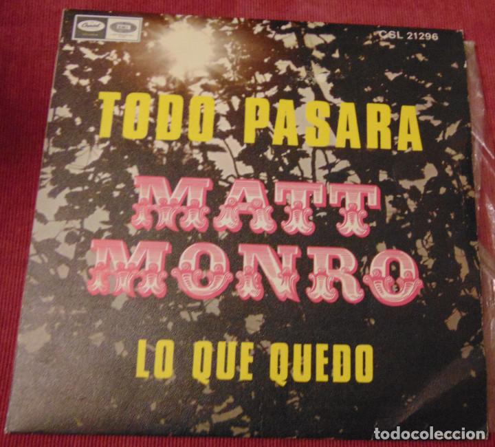 Discos de vinilo: MATT MONRO - TODO PASAR&Aacute; - SINGLE 1969 - Foto 1