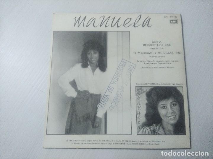 Discos de vinilo: MANUELA/RECOGETELO/SINGLE PROMOCIONAL. - Foto 3