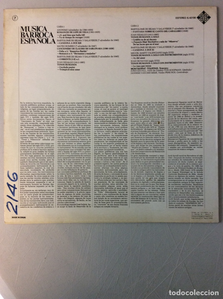 Discos de vinilo: M&uacute;sica Barroca Espa&ntilde;ola. - Foto 2