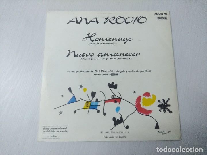 Discos de vinilo: ANA ROCIO/HOMENAJE/SINGLE PROMOCIONAL. - Foto 3