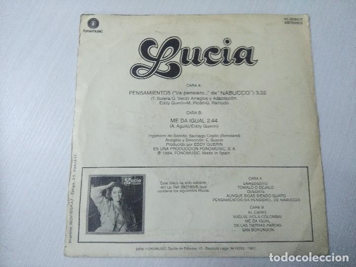Discos de vinilo: LUCIA/PENSAMIENTOS/SINGLE. - Foto 3