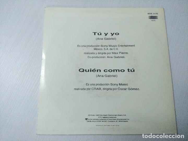 Discos de vinilo: ANA GABRIEL/TU Y YO/SINGLE PROMOCIONAL. - Foto 3