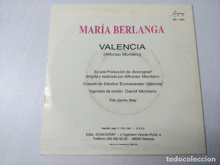 Discos de vinilo: MARIA BERLANGA/VALENCIA/SINGLE. - Foto 3