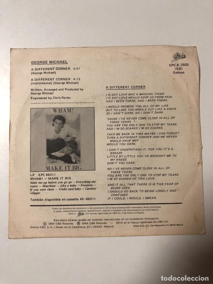 Discos de vinilo: DISCO VINILO 7&rdquo;. GEORGE MICHAEL. A DIFFERENT CORNER. CBS RECORDS. EPIC. 1986 - Foto 2