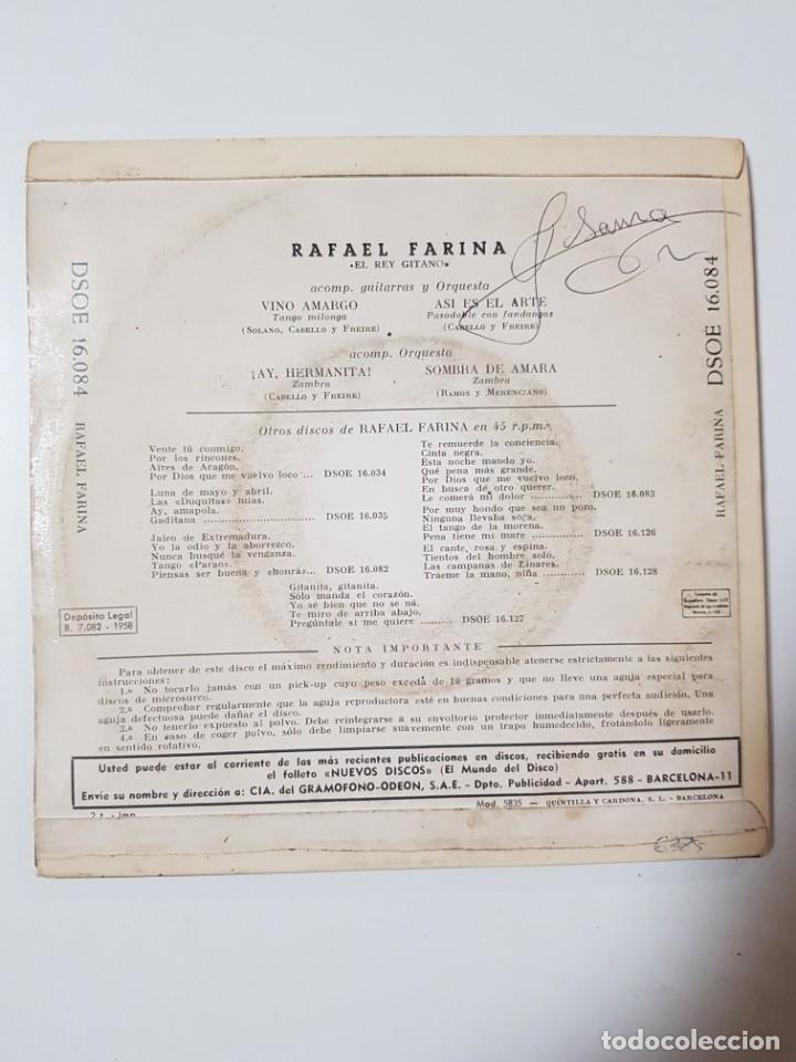 Discos de vinilo: DISCO VINILO 7&rdquo;. RAFAEL FARINA. ODEON. 1958 - Foto 2