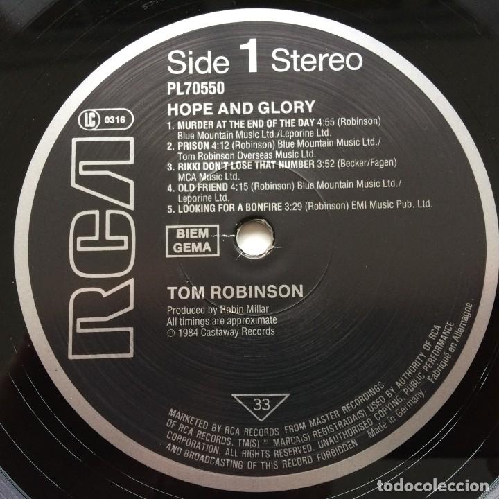 Discos de vinilo: Tom Robinson &lrm;&ndash; Hope And Glory , Germany 1984 RCA - Foto 4