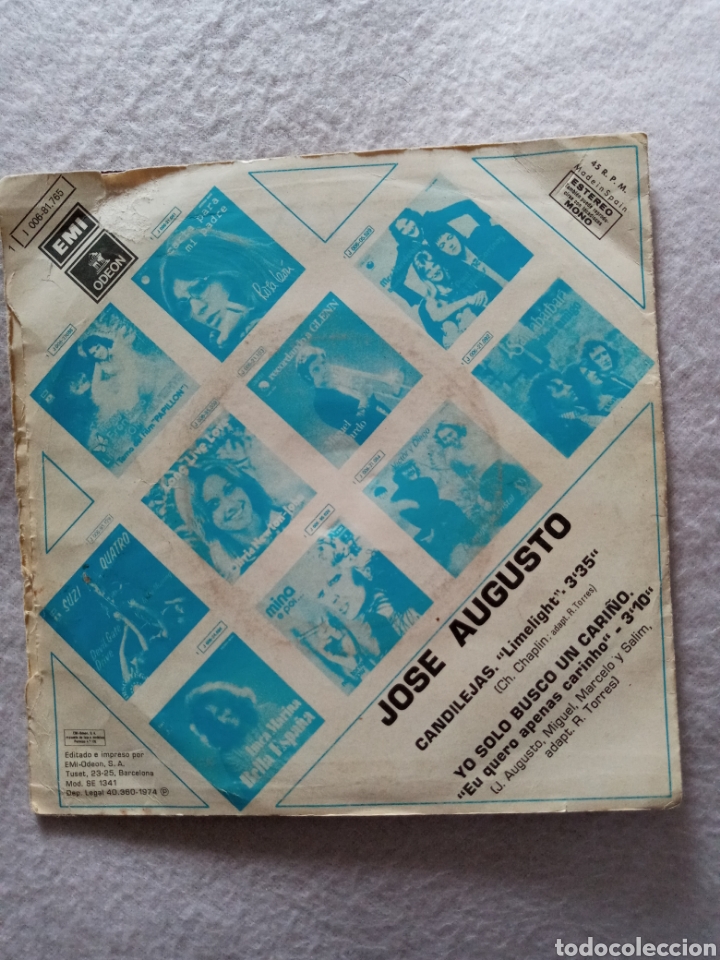 Discos de vinilo: Jose Augusto-candilejas..disco vinilo single - Foto 2