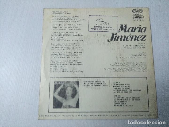 Discos de vinilo: MARIA JIMENEZ/PRIMERA VEZ/SINGLE PROMOCIONAL. - Foto 3