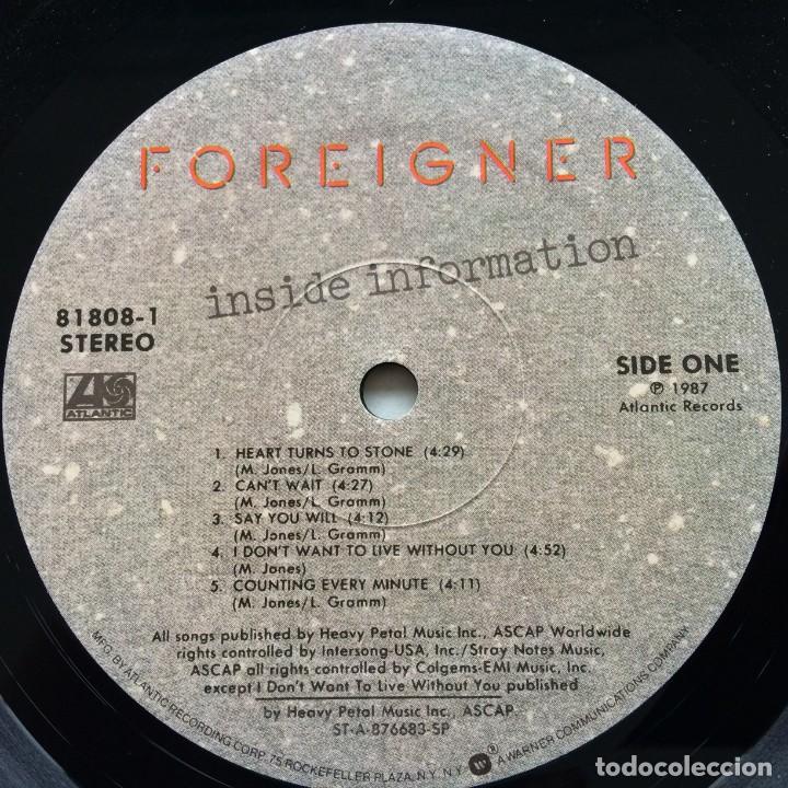 Discos de vinilo: Foreigner &lrm;&ndash; Inside Information , USA 1987 Atlantic* - Foto 4