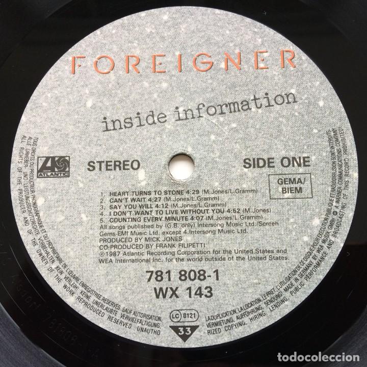 Discos de vinilo: Foreigner &lrm;&ndash; Inside Information , UK & Europe 1987 Atlantic* - Foto 5