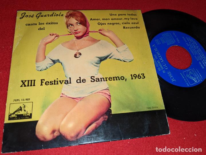 Discos de vinilo: JOSE GUARDIOLA Uno para todas/Amor mon amour my love +2 EP 7'' 1963 San Remo