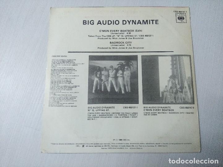 Discos de vinilo: BIG AUDIO DYNAMITE/CMON EVERY BEATBOX/SINGLE PROMOCIONAL. - Foto 3
