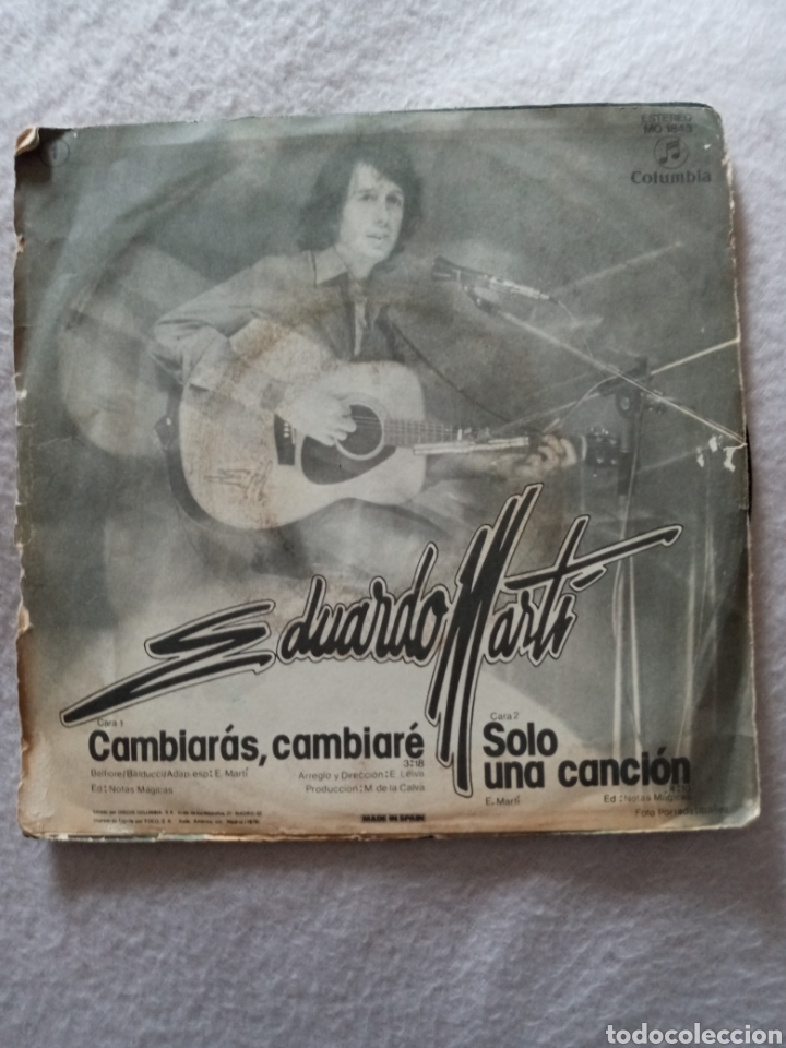 Discos de vinilo: Eduardo Marti-cambiaras.cambiare..disco vinilo single - Foto 2