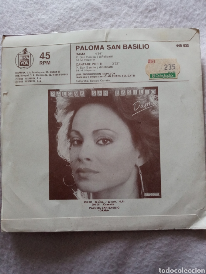 Discos de vinilo: Paloma San Basilio-dama..disco vinilo single - Foto 2