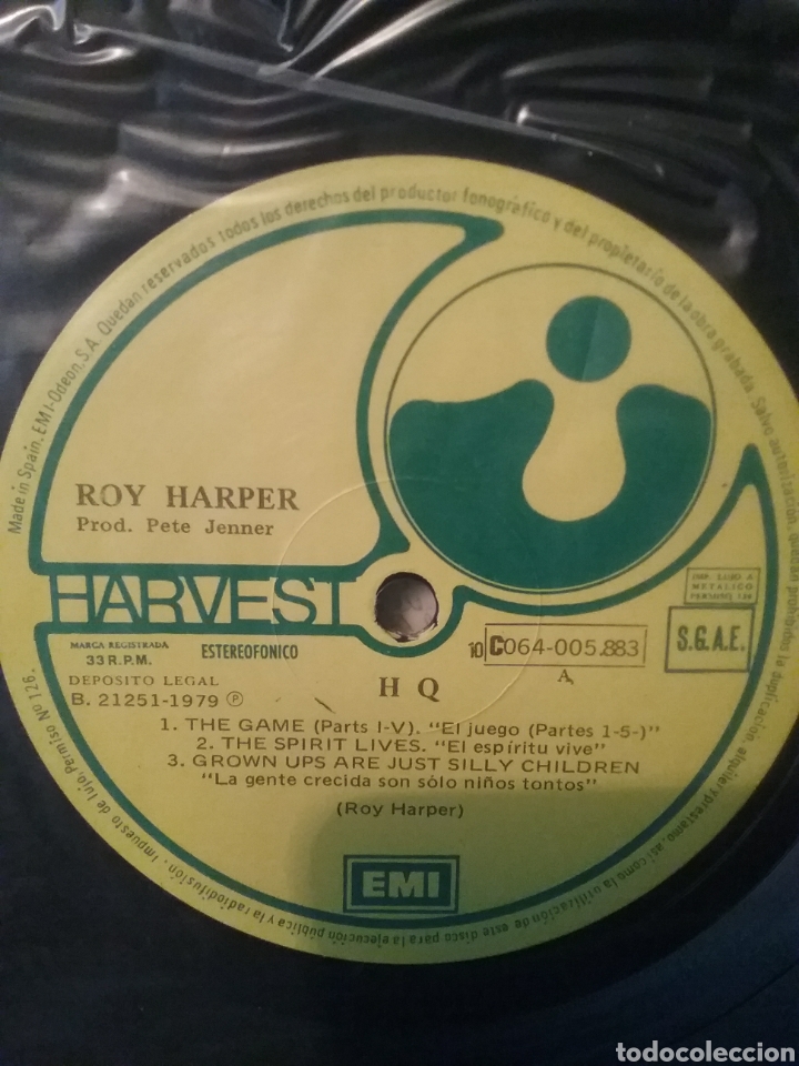 Discos de vinilo: ROY HARPER Harvest 1979 .Copia Spain Emi Odeon. 1979 - Foto 4