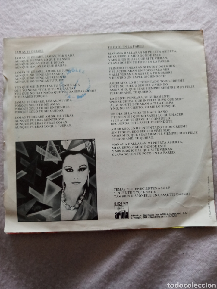 Discos de vinilo: Rocio Durcal-jamas te dejare..disco vinilo single - Foto 2