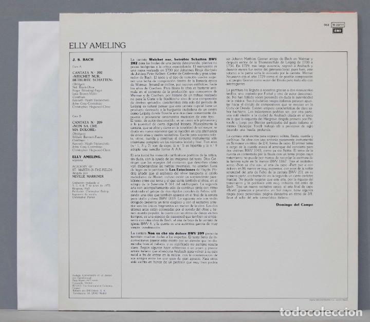 Discos de vinilo: LP. BACH. ELLY AMELING. MARRINER - Foto 2