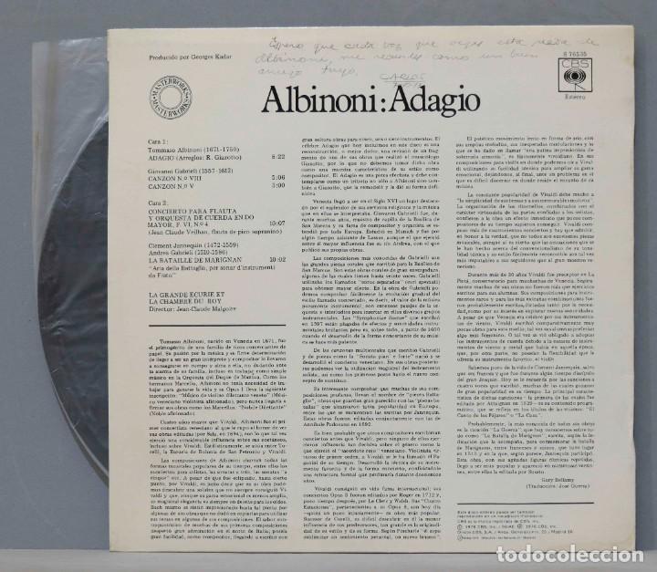 Discos de vinilo: LP. Albinoni. Adagio. DU ROY - Foto 2