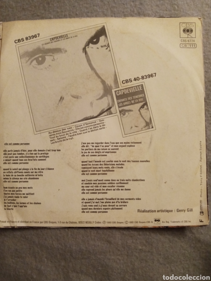 Discos de vinilo: Capdevielle-elle est comme personne..disco vinilo single - Foto 2