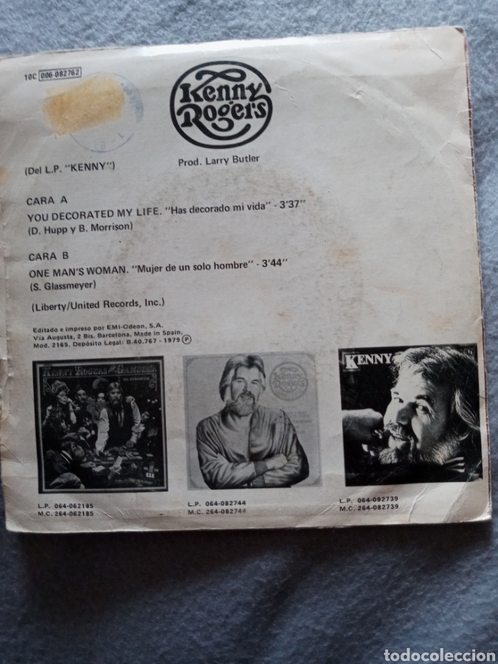 Discos de vinilo: Kenny Rogers-has decorado mi vida..disco vinilo single - Foto 2