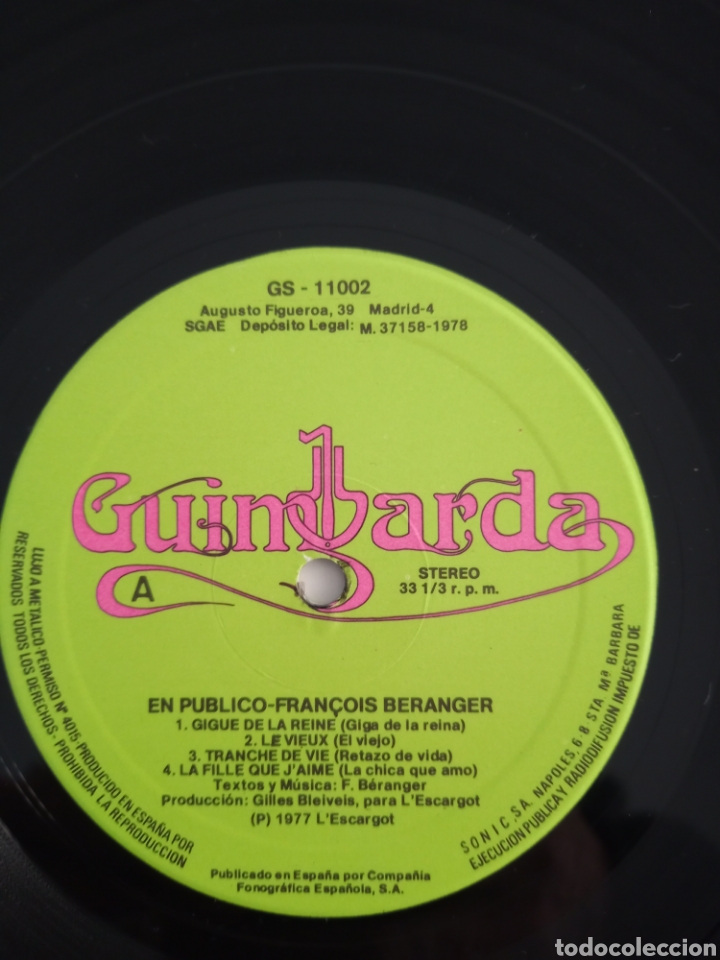 Discos de vinilo: Francois Beranger en p&uacute;blico. - Foto 3