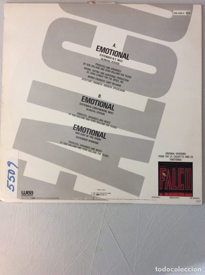 Discos de vinilo: Falco. Emotional. - Foto 2