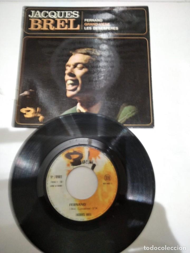 Discos de vinilo: JACQUES BREL - FERNAND GRAND-MERE - SINGLE FRANCIA - Foto 1
