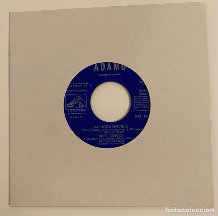 Discos de vinilo: ADAMO-NUESTRA NOVELA/INCH&rsquo; ALLAH/+2/EP 1967 LA VOZ DE SU AMO EPL 14.380,ESPA&Ntilde;A.