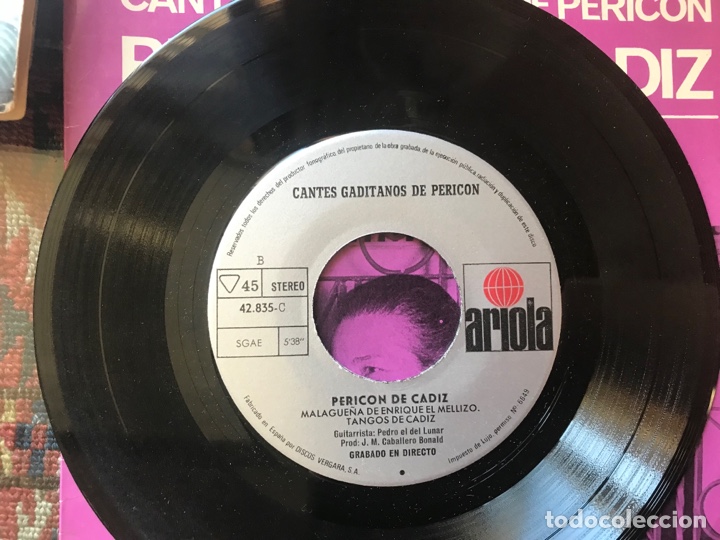 Discos de vinilo: Cantos gaditanos de Peric&oacute;n. Peric&oacute;n De C&aacute;diz - Foto 3