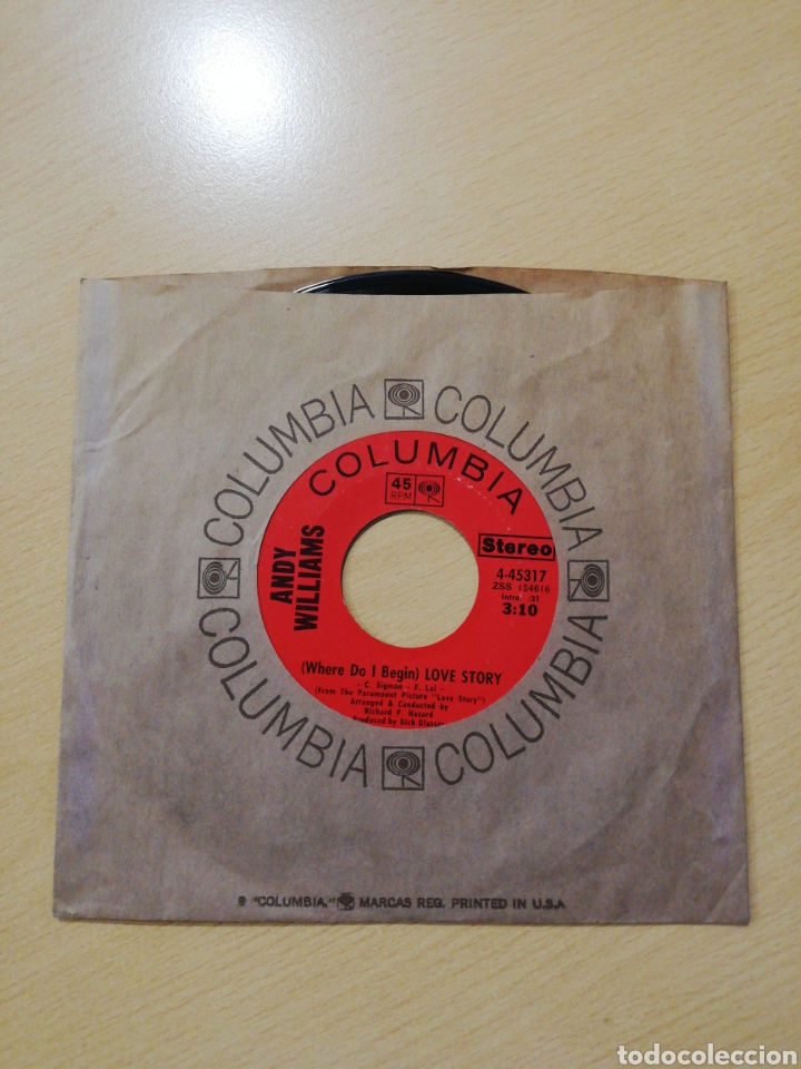 Discos de vinilo: Andy Williams - where do I begin ( love story ) / something - Foto 2