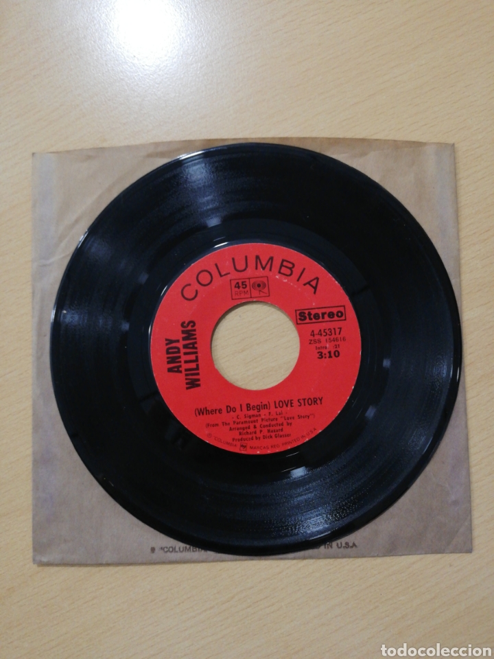 Discos de vinilo: Andy Williams - where do I begin ( love story ) / something - Foto 1