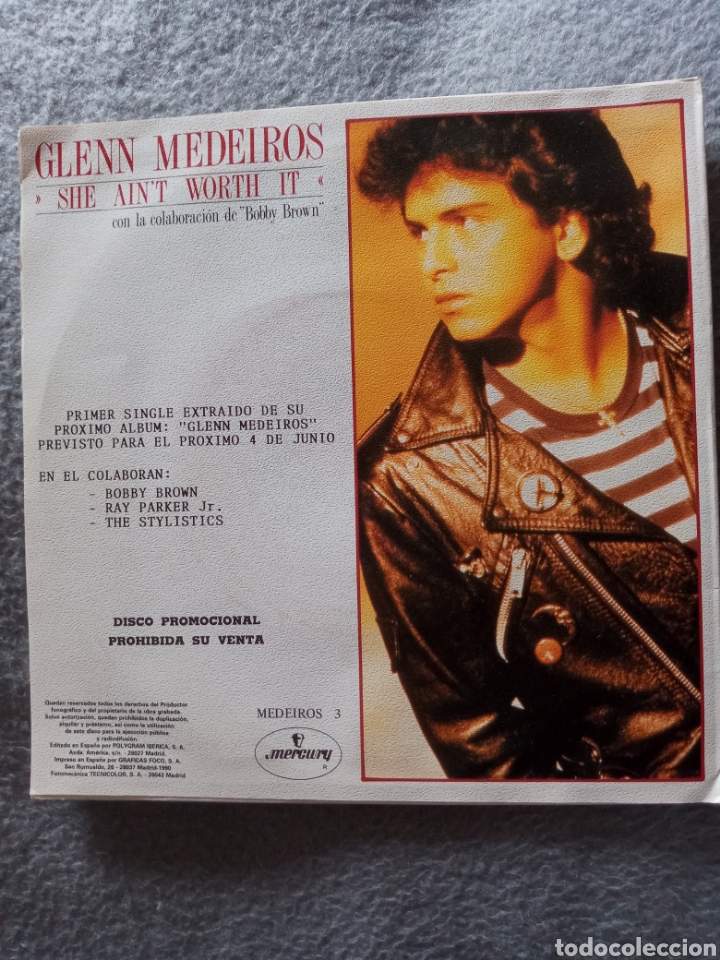 Discos de vinilo: Glenn Medeiros-she aint worth it..disco vinilo single - Foto 2