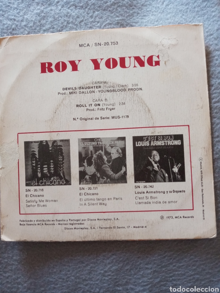 Discos de vinilo: Roy Young-devils daughter..disco vinilo single - Foto 2