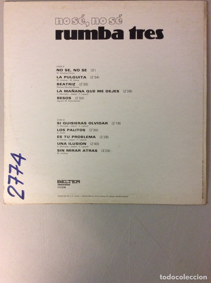 Discos de vinilo: Rumba tres. No s&eacute;, no s&eacute;. - Foto 2