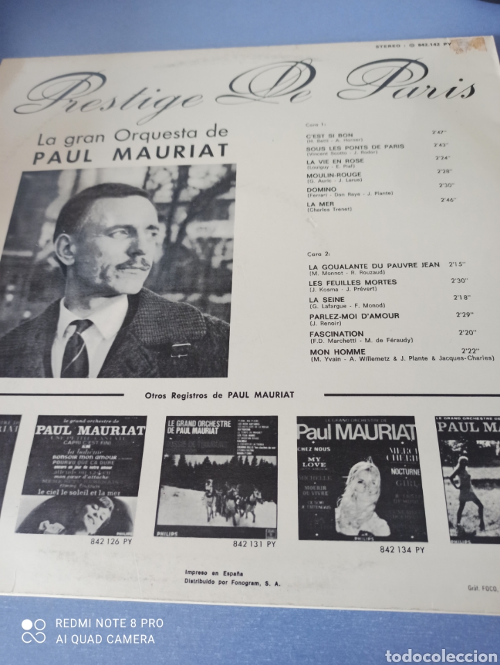 Discos de vinilo: Prestige de Par&iacute;s. Paul Mauriat - Foto 2