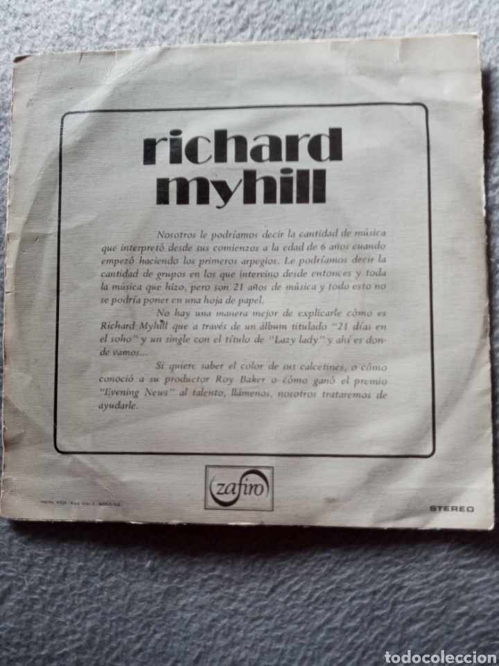 Discos de vinilo: Richard Myhill-lazy lady..disco vinilo single - Foto 2