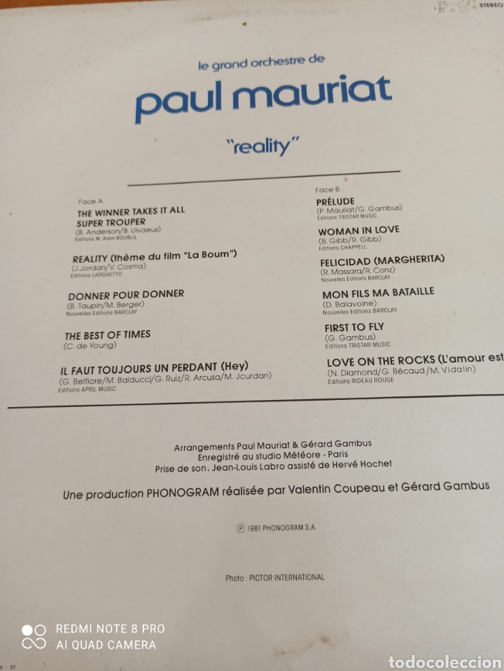 Discos de vinilo: Paul Mauriat. Reality - Foto 2