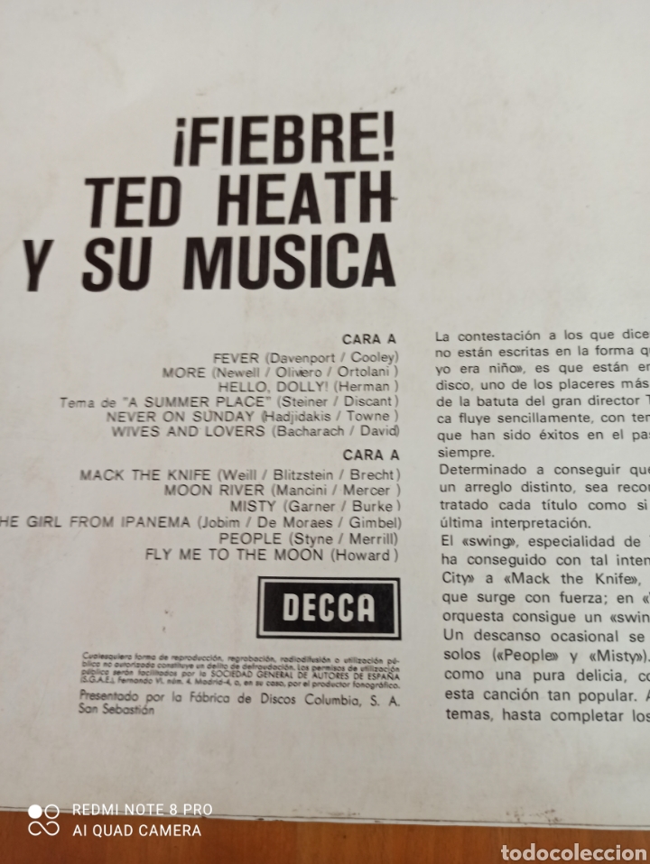 Discos de vinilo: Fever!! Ted Heath y su m&uacute;sica - Foto 2