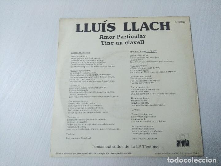 Discos de vinilo: LLUIS LLACH/AMOR PARTICULAR/SINGLE PROMOCIONAL. - Foto 3
